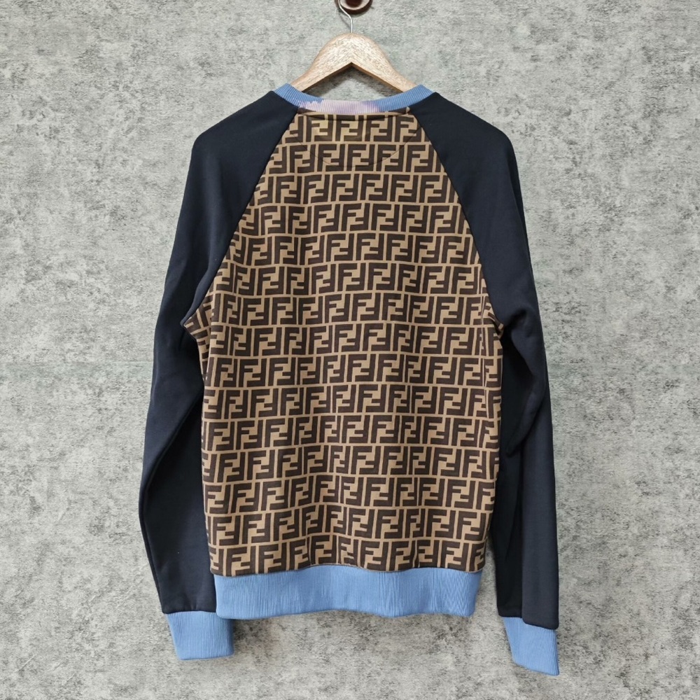 Authentic Fendi Men's Blue and Brown Logo Sweater - Picture 2 of 6